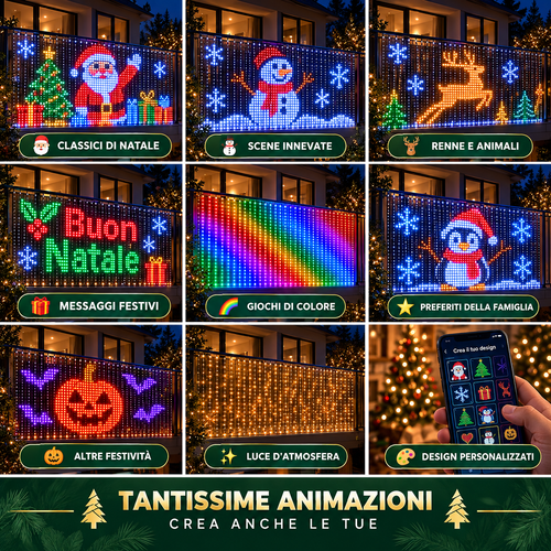 PixGlow – Tenda LED Animata per Balcone con App