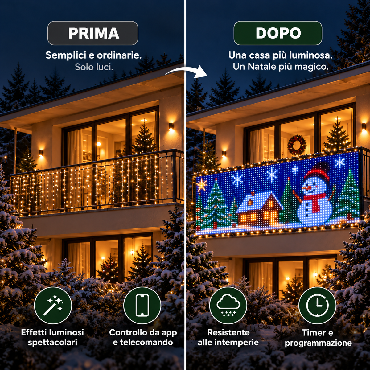 PixGlow – Tenda LED Animata per Balcone con App